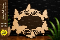 Butterfly Decorative Frame Laser Cut SVG butterfly frame svg Product Image 1