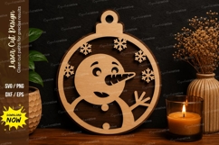 Snowman Face Ornament SVG Laser Cut Svg Design snowman face Product Image 1