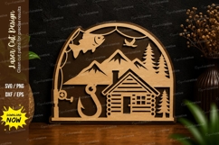 Mountain Cabin Scene SVG Laser Cut Svg Design mountain Product Image 1