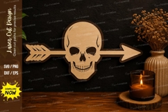 Skull Arrow Wall Art SVG Laser Cut Svg Design skull arrow Product Image 1