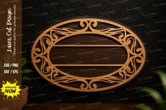 Oval Decorative Frame Laser Cut Svg Design oval frame svg Product Image 1