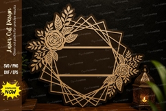 Floral Geometric Frame Laser Cut Svg Design floral frame svg Product Image 1