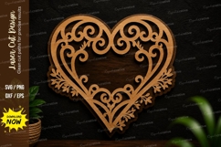 Ornate Heart Frame Laser Cut Svg Design ornate heart svg Product Image 1