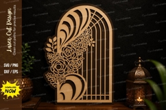 Floral Moon Arch Laser Cut Svg Design floral arch svg, moon Product Image 1