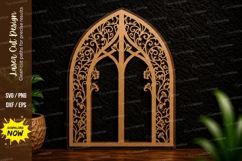 Gothic Floral Window Laser Cut Svg Design gothic window svg Product Image 1