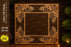 Vintage Square Border Laser Cut Svg Design square border svg Product Image 1