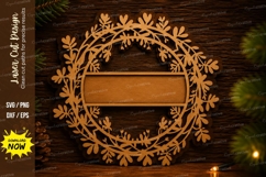 Laurel Wreath Nameplate Laser Cut Svg Design wreath nameplat Product Image 1