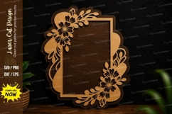 Floral Rectangle Frame Laser Cut Svg Design floral rectangle Product Image 1