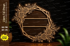 Rose Geometric Frame Laser Cut Svg Design rose frame svg Product Image 1
