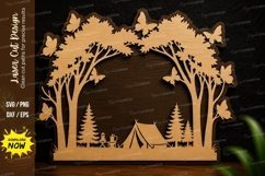 Forest Camping Frame Laser Cut Svg Design camping frame svg Product Image 1