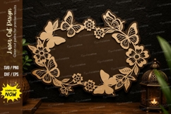 Butterfly Wreath Frame Laser Cut Svg Design butterfly wreath Product Image 1