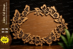 Butterfly Floral Wreath Laser Cut Svg Design butterfly flora Product Image 1