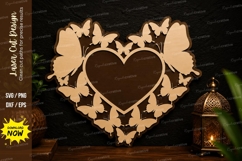 Butterfly Heart Frame Laser Cut Svg Design butterfly heart Product Image 1