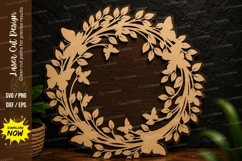 Laurel Butterfly Wreath Laser Cut Svg Design butterfly Product Image 1