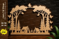 Forest Camping Frame Laser Cut Svg Design camping frame svg Product Image 1