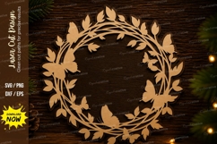 Laurel Wreath Circle Laser Cut Svg Design laurel wreath svg Product Image 1