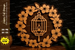 Floral Lantern Wreath Laser Cut Svg Design floral lantern Product Image 1