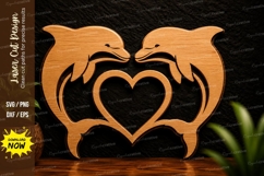 Dolphin Heart Laser Cut Svg Design dolphin heart svg Product Image 1