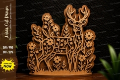 Floral Deer Scene Laser Cut Svg Design floral deer svg Product Image 1