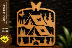 Camping Tent Scene Laser Cut Svg Design camping tent svg Product Image 1