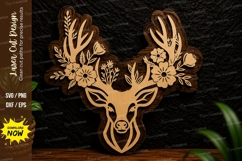 Floral Deer Head Laser Cut Svg Design floral deer svg, deer Product Image 1