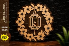 Floral Lantern Wreath Laser Cut Svg Design floral lantern Product Image 1