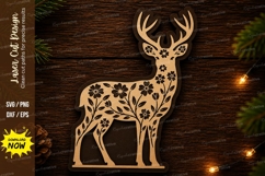 Floral Deer Standing Laser Cut Svg Design floral deer svg Product Image 1