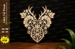 Floral Deer Head Laser Cut Svg Design floral deer svg, deer Product Image 1