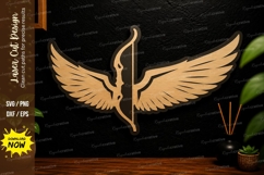 Winged Bow Symbol Laser Cut Svg Design winged bow svg, wings Product Image 1