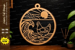 Ocean Wave Chicken Laser Cut Svg Design ocean chicken svg Product Image 1