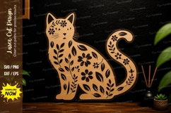 Floral Cat Wall Art Laser Cut Svg Design floral cat svg Product Image 1