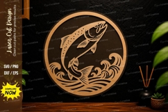 Jumping Fish Wave Laser Cut Svg Design fish svg, jumping Product Image 1