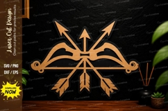 Tribal Bow Arrow Laser Cut Svg Design bow arrow svg, tribal Product Image 1