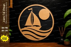 Sailboat Sunset Laser Cut Svg Design sailboat svg, sunset Product Image 1