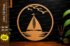 Sailboat Ocean Scene Laser Cut Svg Design sailboat svg Product Image 1