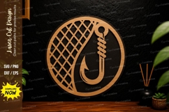 Fishing Hook Circle Laser Cut Svg Design fishing hook svg Product Image 1