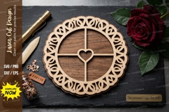 Heart Mandala Frame laser Cut svg Cutting file heart mandala Product Image 1