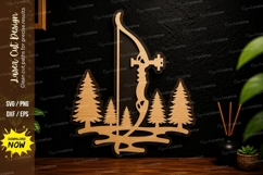 Hunter Bow Forest Laser Cut Svg Design hunter bow svg Product Image 1