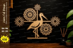 Crane Bird Floral Laser Cut Svg Design crane bird svg Product Image 1