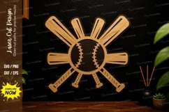 Baseball Bat Emblem Laser Cut Svg Design baseball bat svg Product Image 1