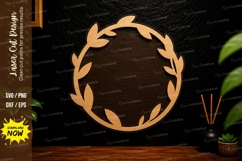 Leaf Circle Frame Laser Cut Svg Design leaf wreath svg Product Image 1