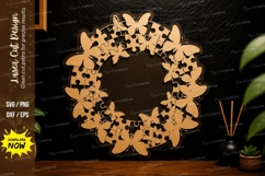 Butterfly Wreath Laser Cut Svg Design butterfly wreath svg Product Image 1