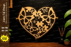 Butterfly Heart Laser Cut Svg Design butterfly heart svg Product Image 1