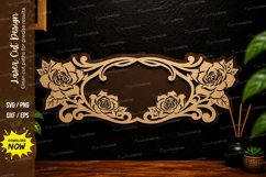 Rose Border Frame Laser Cut SVG Design rose frame svg Product Image 1