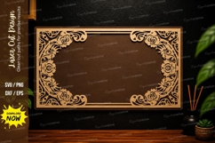 Vintage Floral Rectangle Frame Laser Cut SVG vintage frame Product Image 1