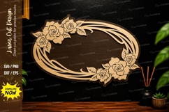Oval Floral Frame Laser Cut SVG Design oval floral frame Product Image 1