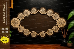 Floral Oval Frame Laser Cut SVG,Decorative Flower Border Product Image 1