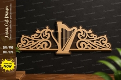 Harp Corner Border Laser Cut Svg Design harp border svg Product Image 1