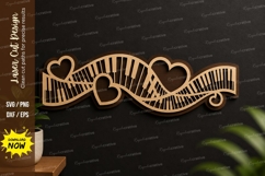 Piano Heart Border Laser Cut Svg Design piano heart svg Product Image 1