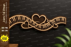 Piano Heart Ribbon Laser Cut Svg Design piano ribbon svg Product Image 1